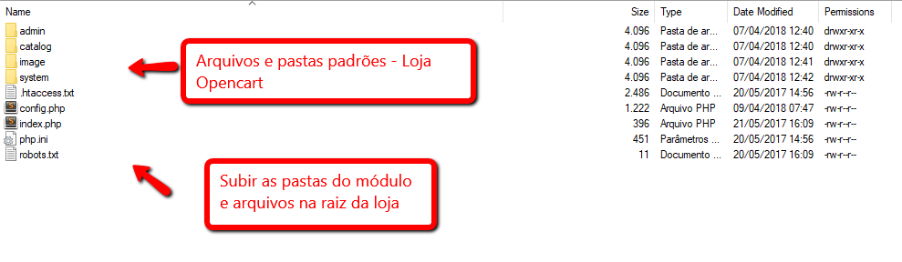 Exemplo básico FTP de uma loja Openart